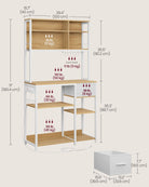 Baker's Rack, Power Strip, Coffee Bar, Fabric Drawer, Hooks, Adjustable Shelves