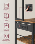 Baker's Rack, Power Strip, Coffee Bar, Fabric Drawer, Hooks, Adjustable Shelves