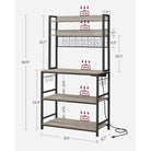 Baker's rack, power outlet, 5-tier kitchen stand, hooks, adjustable shelf