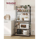 Baker's rack, power outlet, 5-tier kitchen stand, hooks, adjustable shelf