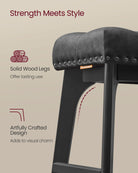 Bar Stools with Backless Design – Tufted PU Leather – Set of 2 – 26" Seat Height