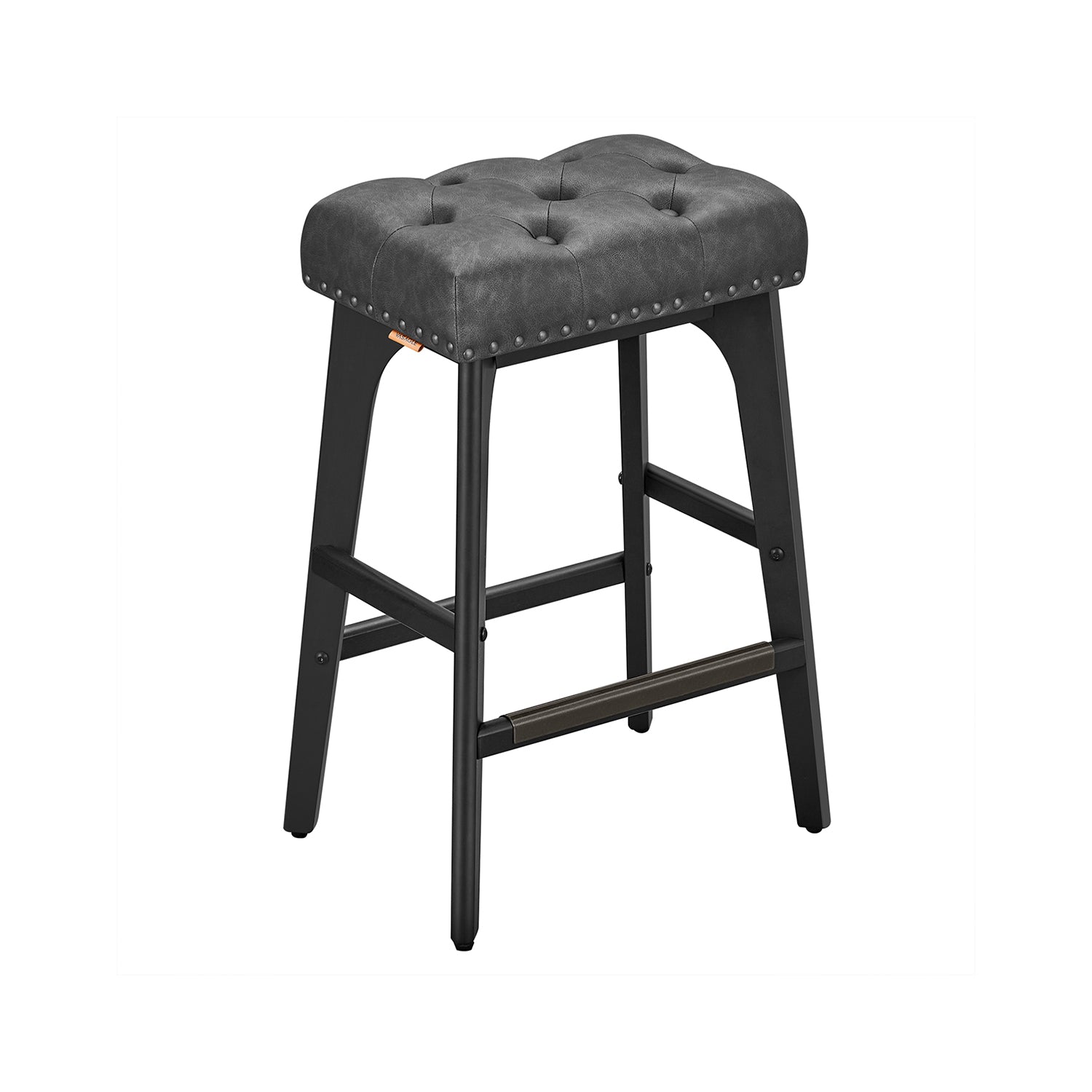 Bar Stools with Backless Design – Tufted PU Leather – Set of 2 – 26" Seat Height
