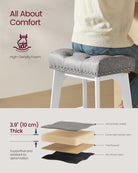 Bar Stools with Backless Design – Tufted PU Leather – Set of 2 – 26" Seat Height