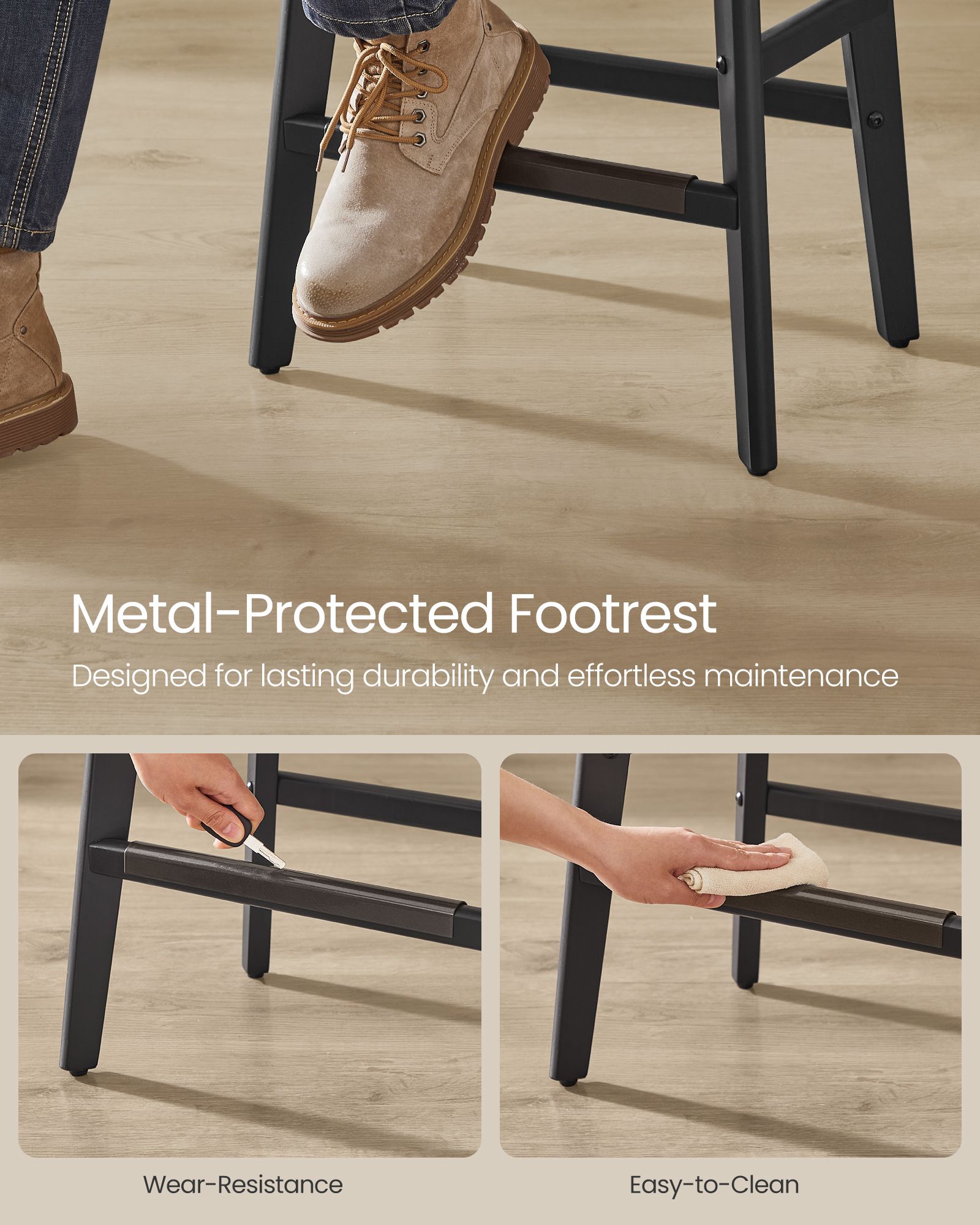 Bar Stools with Backless Design – Tufted PU Leather – Set of 2 – 26" Seat Height