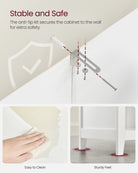 Bathroom Storage Cabinet – 2 Drawers – Rattan Baskets – Adjustable Divider – White