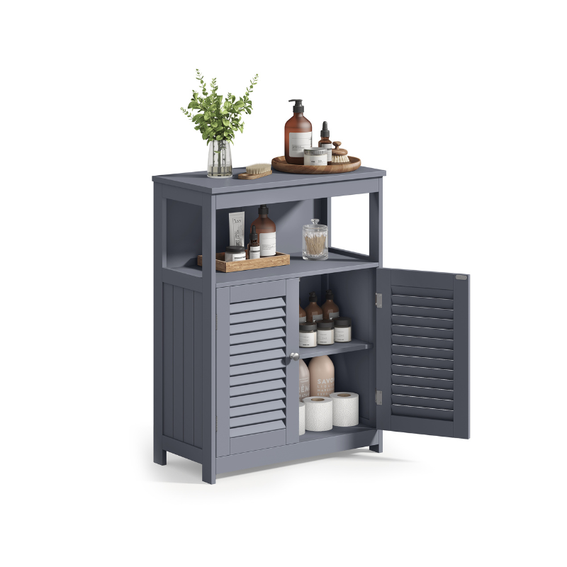 Bathroom storage cabinet - freestanding floor unit - shutter doors - 31.5" wide