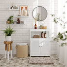 Bathroom storage cabinet - freestanding floor unit - shutter doors - 31.5" wide
