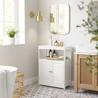 Bathroom storage cabinet - freestanding floor unit - shutter doors - 31.5" wide