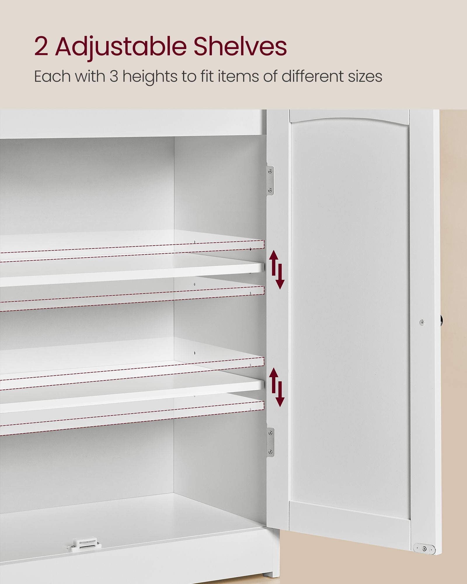 Bathroom Storage Cabinet, Open Shelves, Adjustable Shelves, Minimalist MDF