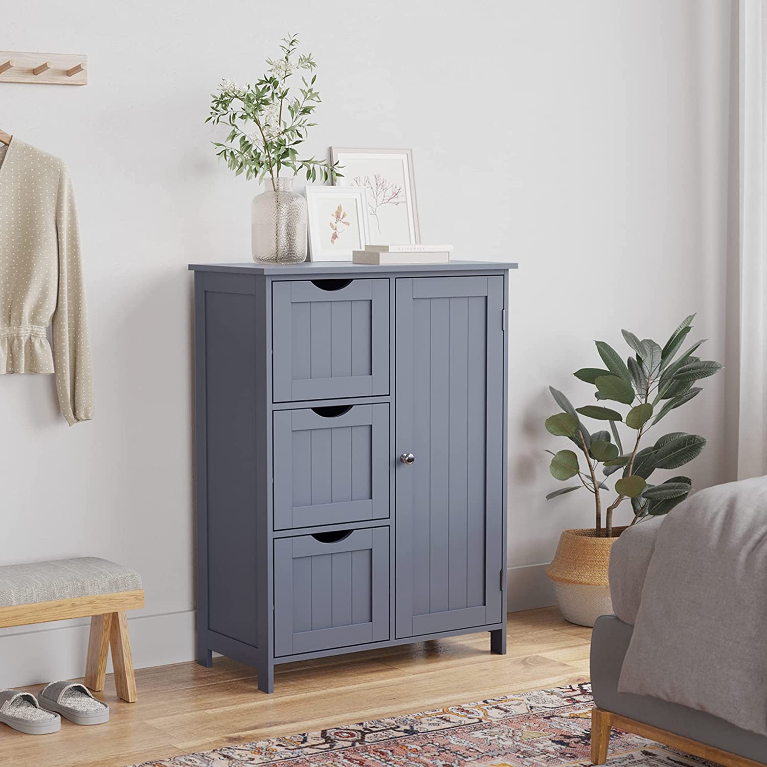 Bathroom storage cabinet - slim freestanding unit - adjustable shelf