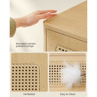 Boho rattan nightstand - bedside table with drawer & shelf - natural finish, 23.6" tall