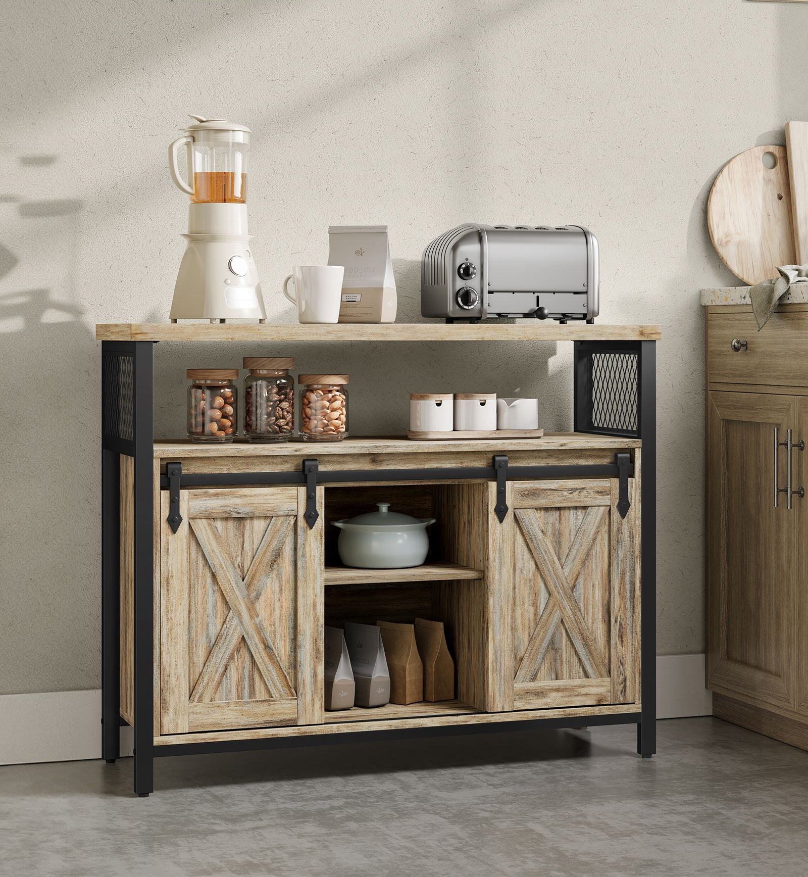 Buffet cabinet cobado collection - sideboard with sliding doors and adjustable shelves