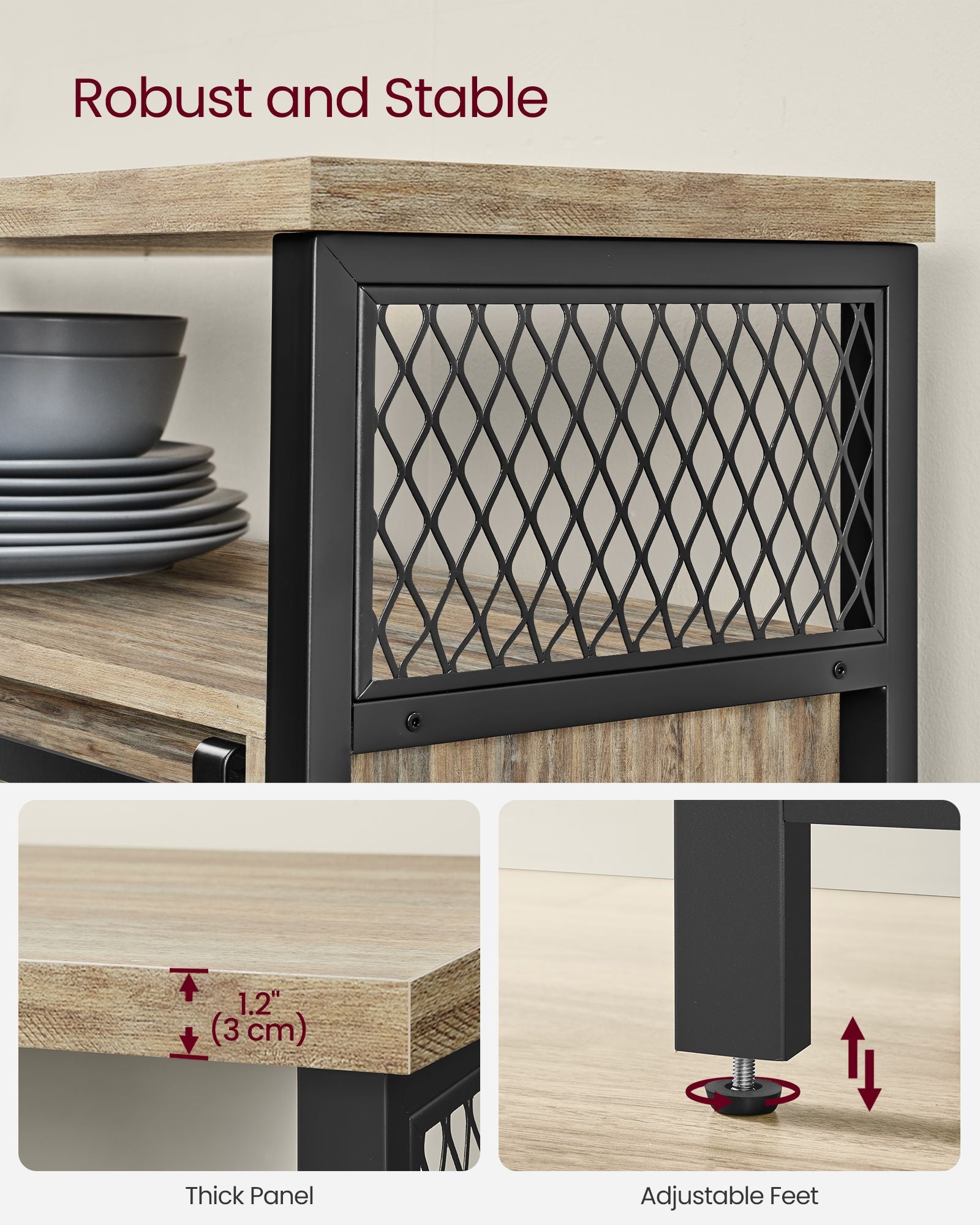 Buffet cabinet cobado collection - sideboard with sliding doors and adjustable shelves