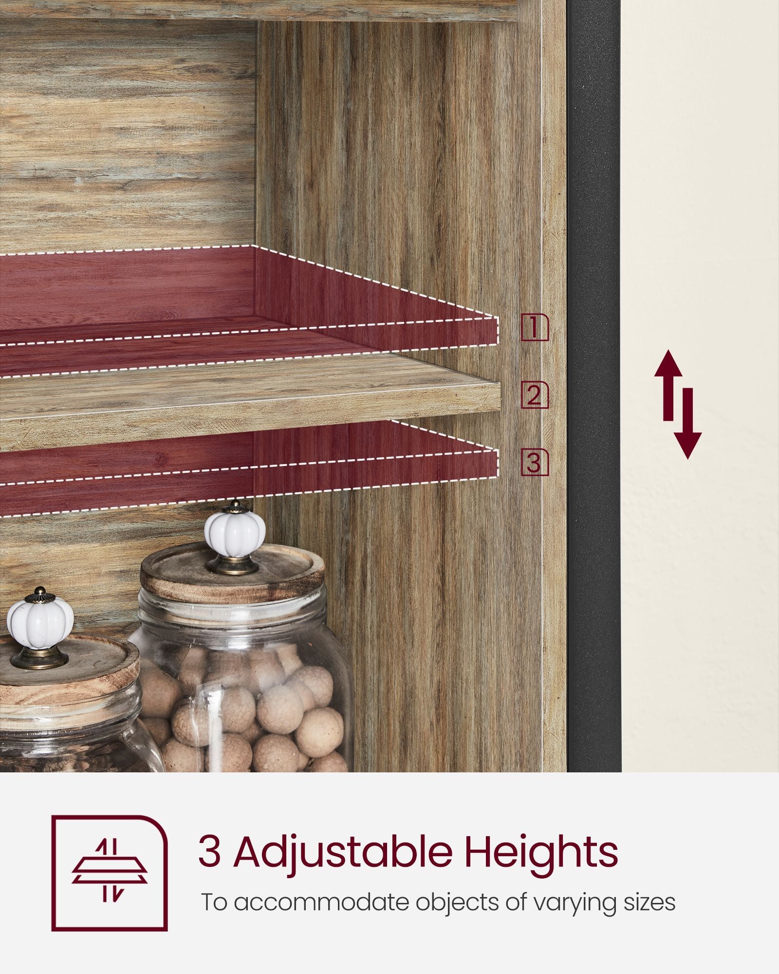 Buffet cabinet cobado collection - sideboard with sliding doors and adjustable shelves