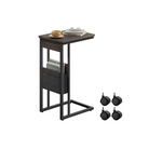 C-Shaped Side Table, 24.4" H, Wheels/Charging Station/Storage Bag, Small Space