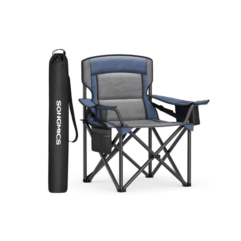 Camping Chair with Cushion, 450 lb, Foldable, Cooler Bag, Cup Holders, Organizer