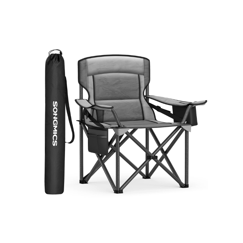 Camping Chair with Cushion, 450 lb, Foldable, Cooler Bag, Cup Holders, Organizer