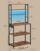 Coffee Bar Station, RGB LED, 5-Tier Kitchen Rack, Power Strip with USB, Adjustable