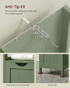 Corner bathroom cabinet - freestanding storage unit - 2 drawers + open shelf - 35" tall