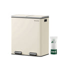 Dual trash can with pedal – 16 gal total – soft-close lid – removable buckets