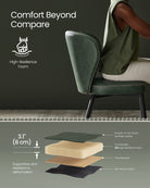 EKHO Collection Dining Chairs – Upholstered Set of 2 – Padded Seat – Metal Legs