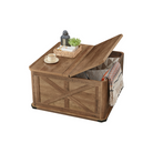 Farmhouse Coffee Table – Square Storage Trunk – Flip-Top Design – 56 Gal Capacity
