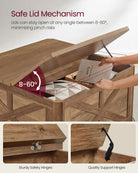 Farmhouse Coffee Table – Square Storage Trunk – Flip-Top Design – 56 Gal Capacity