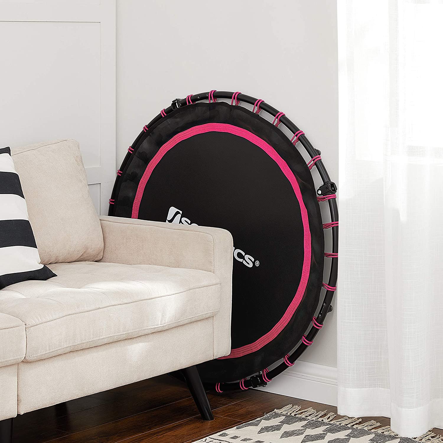 Fitness trampoline – foldable 40" – adjustable handrail – indoor cardio workout