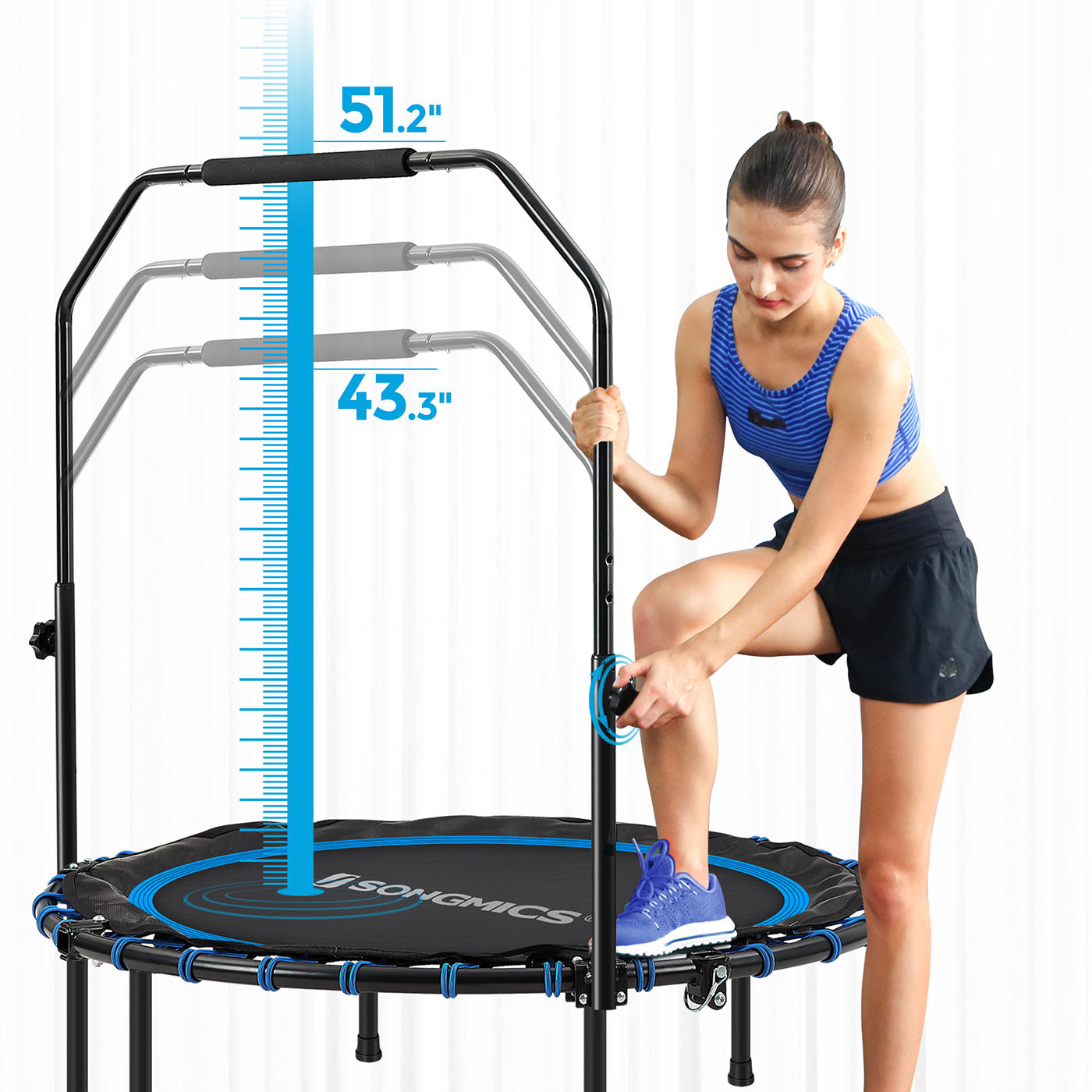 Fitness trampoline – foldable 40" – adjustable handrail – indoor cardio workout