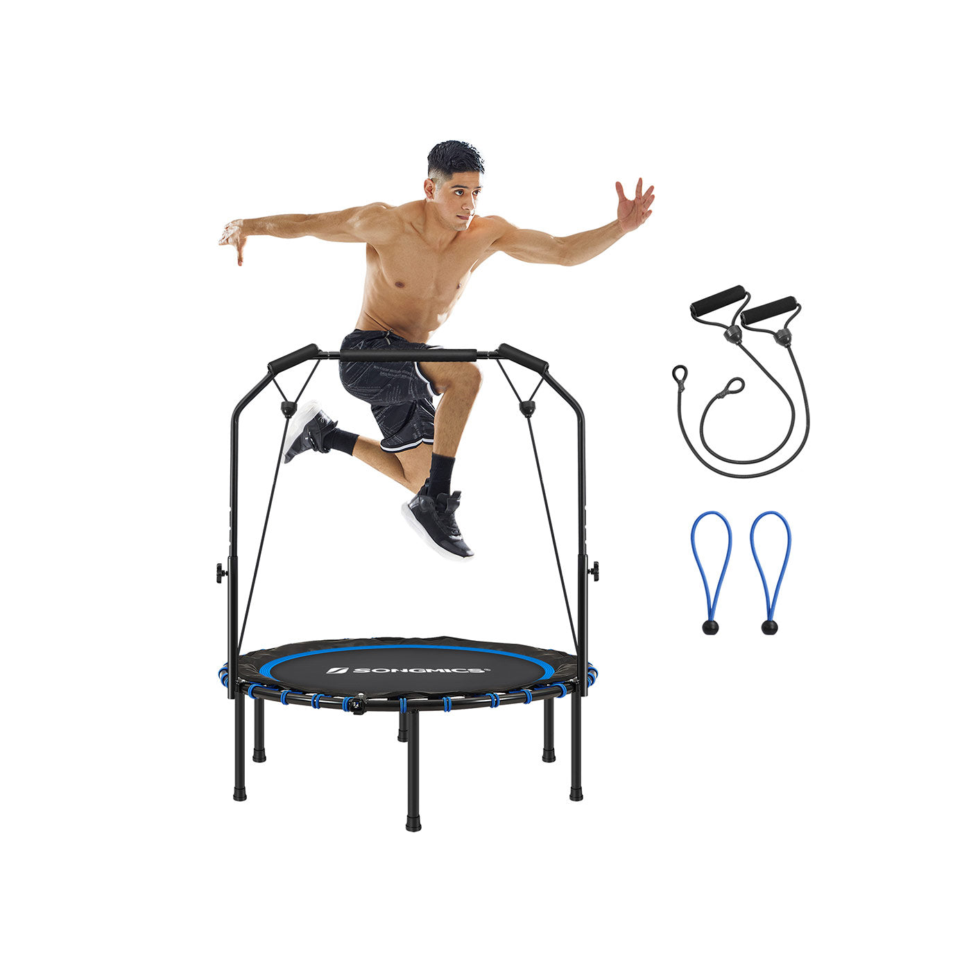 Fitness trampoline – foldable 40" – adjustable handrail – indoor cardio workout