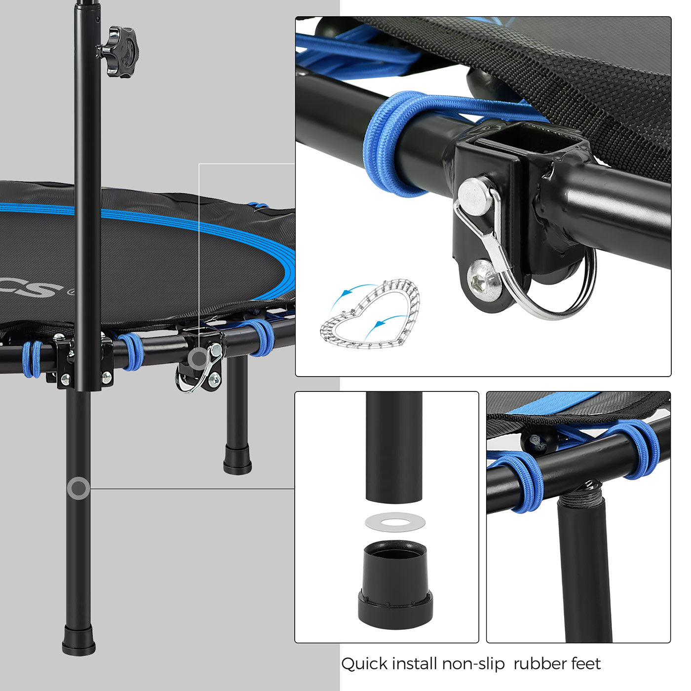 Fitness trampoline – foldable 40" – adjustable handrail – indoor cardio workout