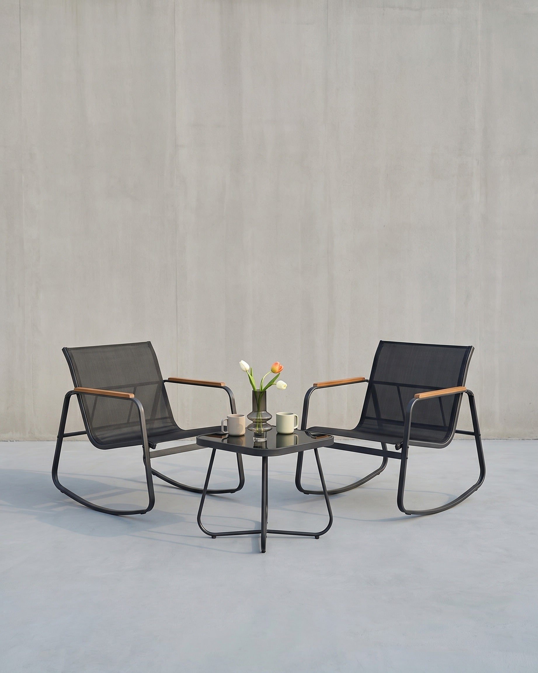 Tuinset 3-delig - Balkonset - 2 Stoelen met Bijzettafel