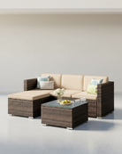 Loungeset met Tafel - Tuinbank - Tuinset - Polyrattan Tuinmeubelset - De Vries Meubels