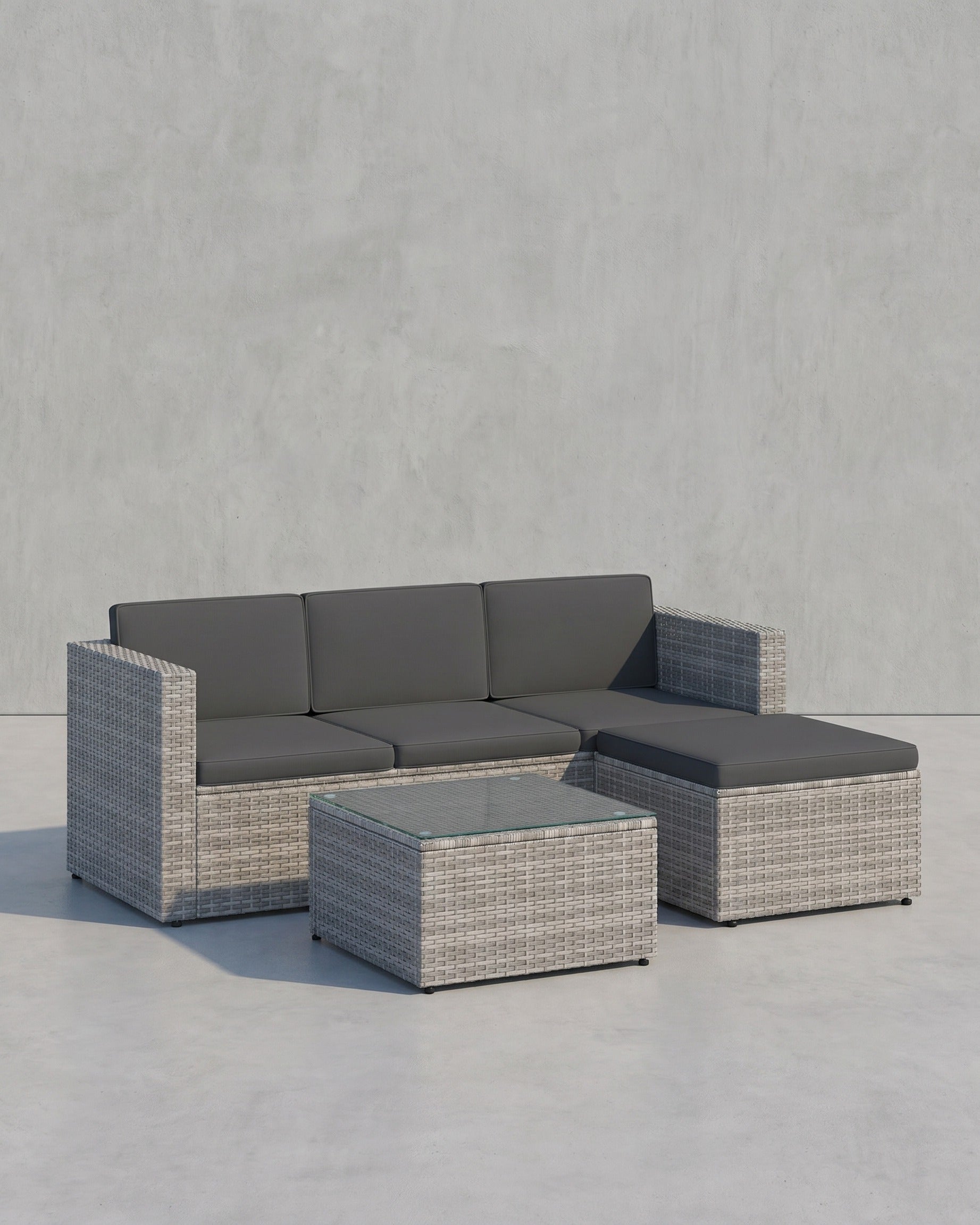 Loungeset met Tafel - Tuinbank - Tuinset - Polyrattan Tuinmeubelset