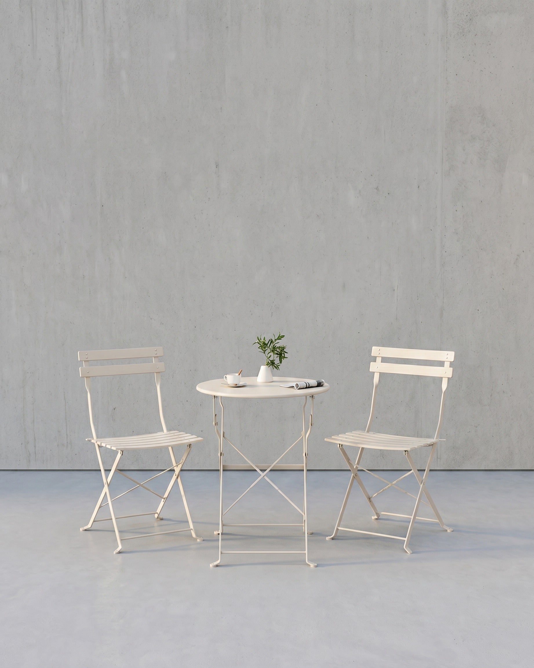 Balkonmeubelset 3-Delig – Opklapbare Tafel Met 2 Stoelen – Stalen Frame – Weerbestendig – Voor Balkon En Terras