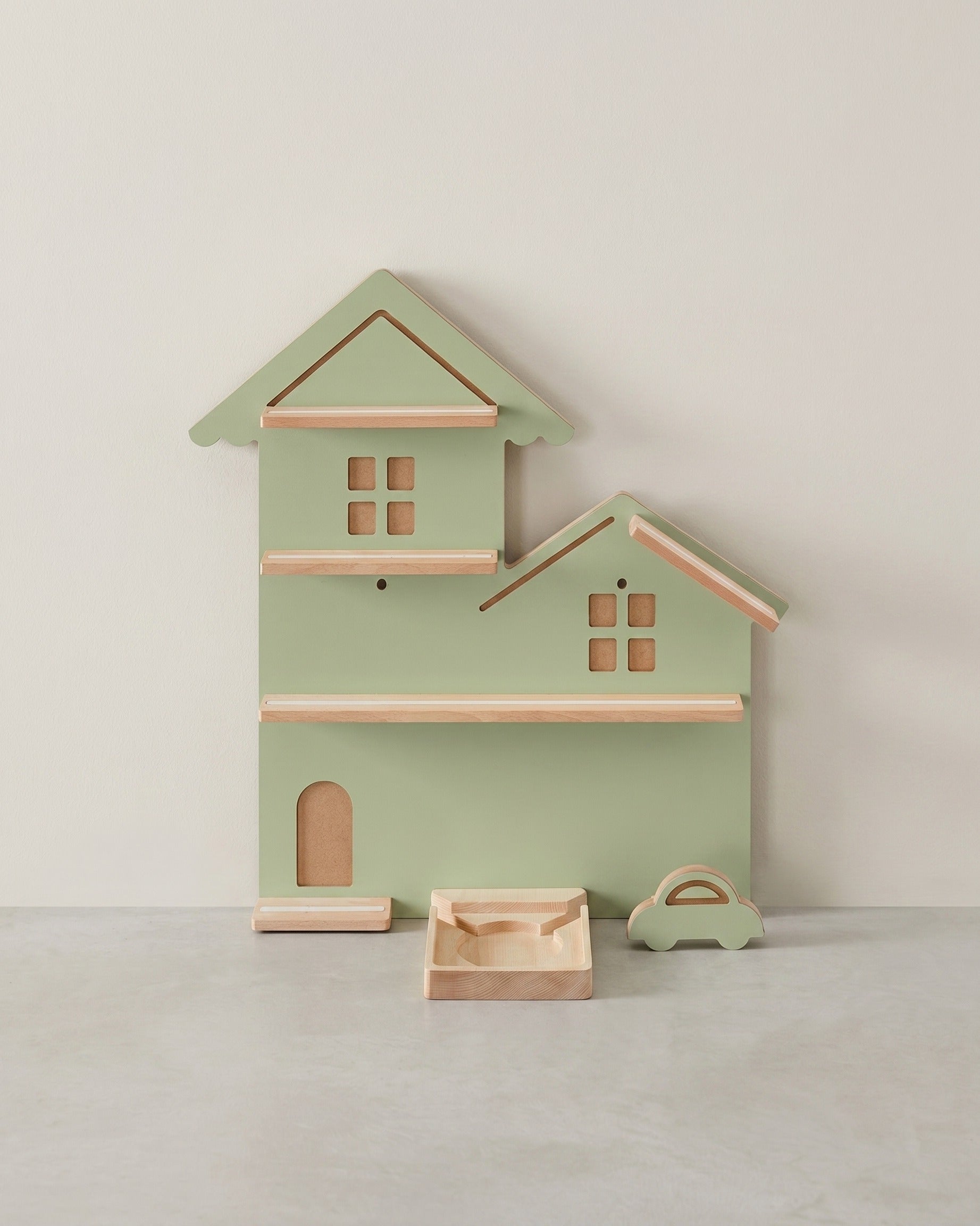 Wandplank voor Toniebox en Figuren – Straatontwerp – Met Magnetische Beukenhouten Leggers – Inclusief Kabelhouder – 55,6 cm Breed