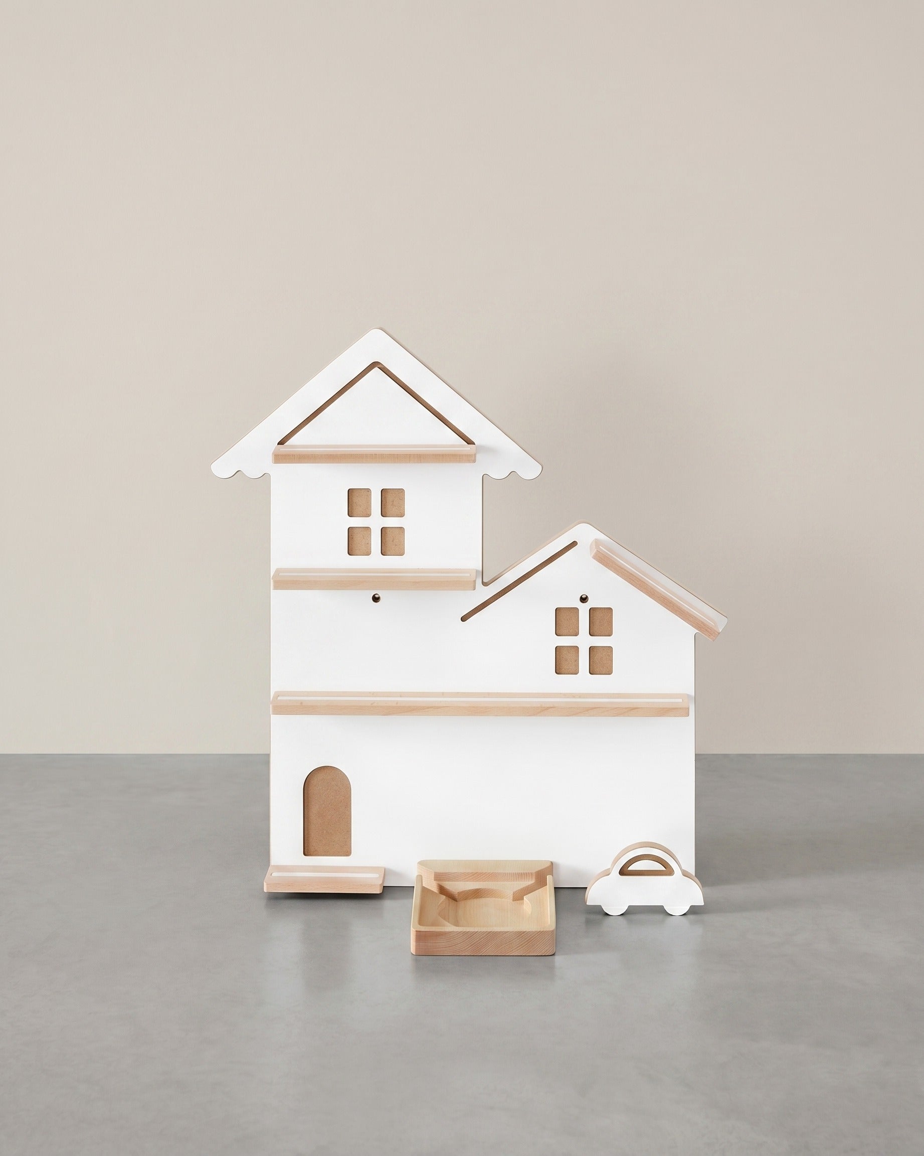 Wandplank voor Toniebox en Figuren – Straatontwerp – Met Magnetische Beukenhouten Leggers – Inclusief Kabelhouder – 55,6 cm Breed