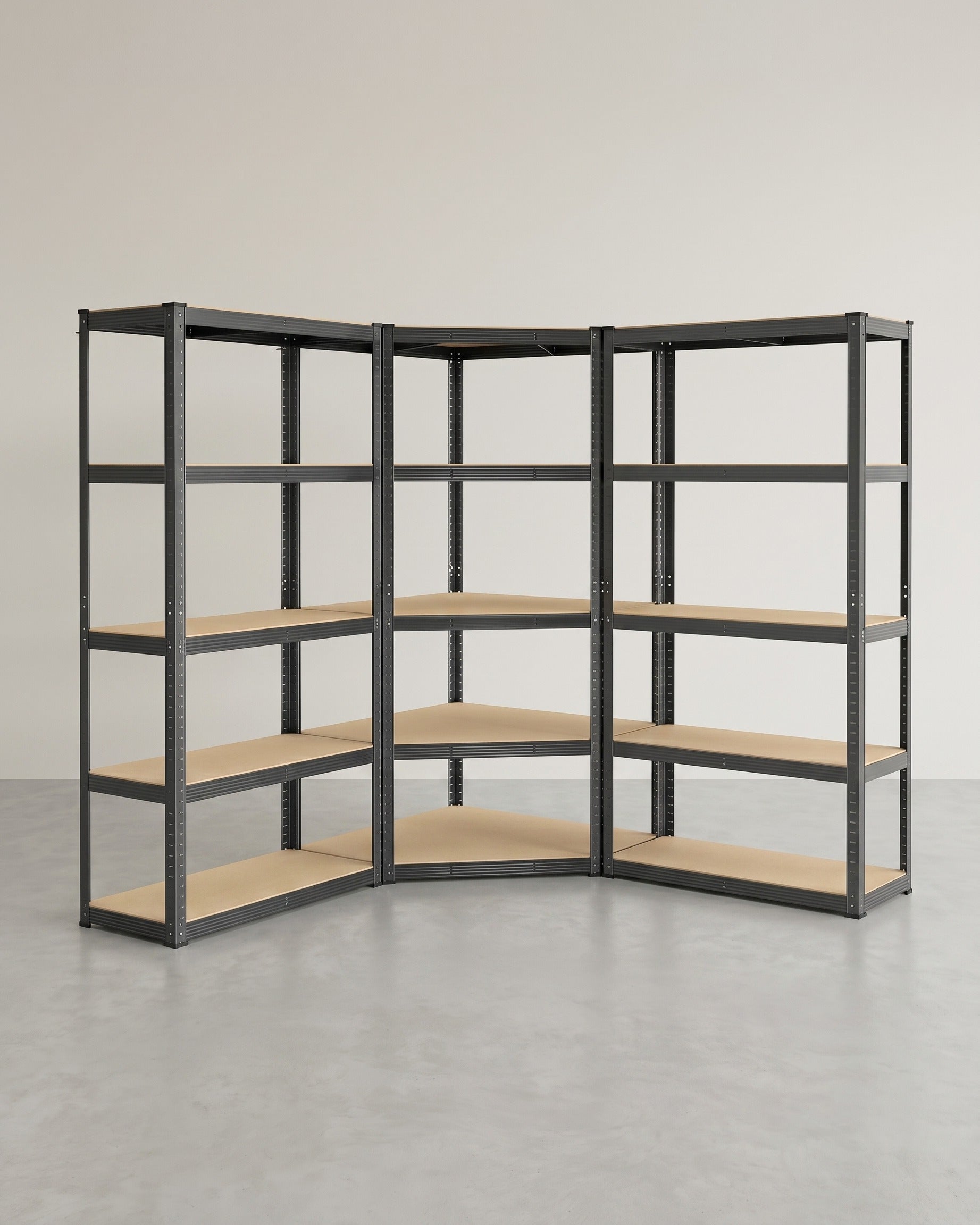 Hoekopbergrek Met Hoge Draagkracht – Modulair Stellingrek – Verstelbare Planken – Voor Garage, Kelder & Opslagruimte