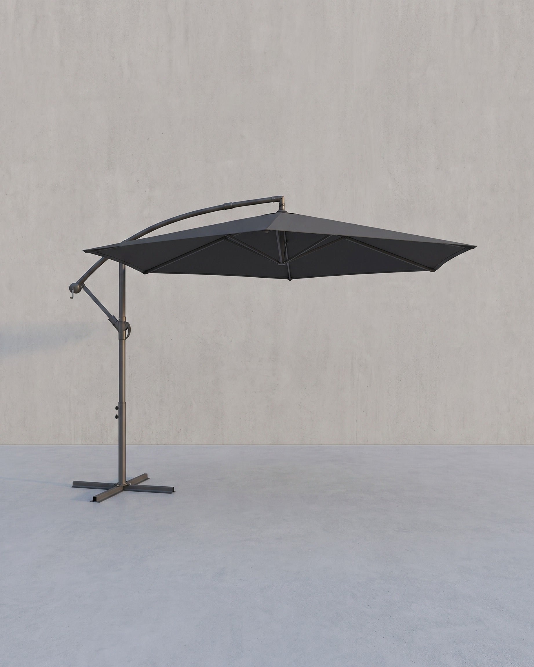 Parasol Met LED Solarverlichting – Met Standaard – UPF 50+ – Met Zwenkel – Voor Balkon En Tuin