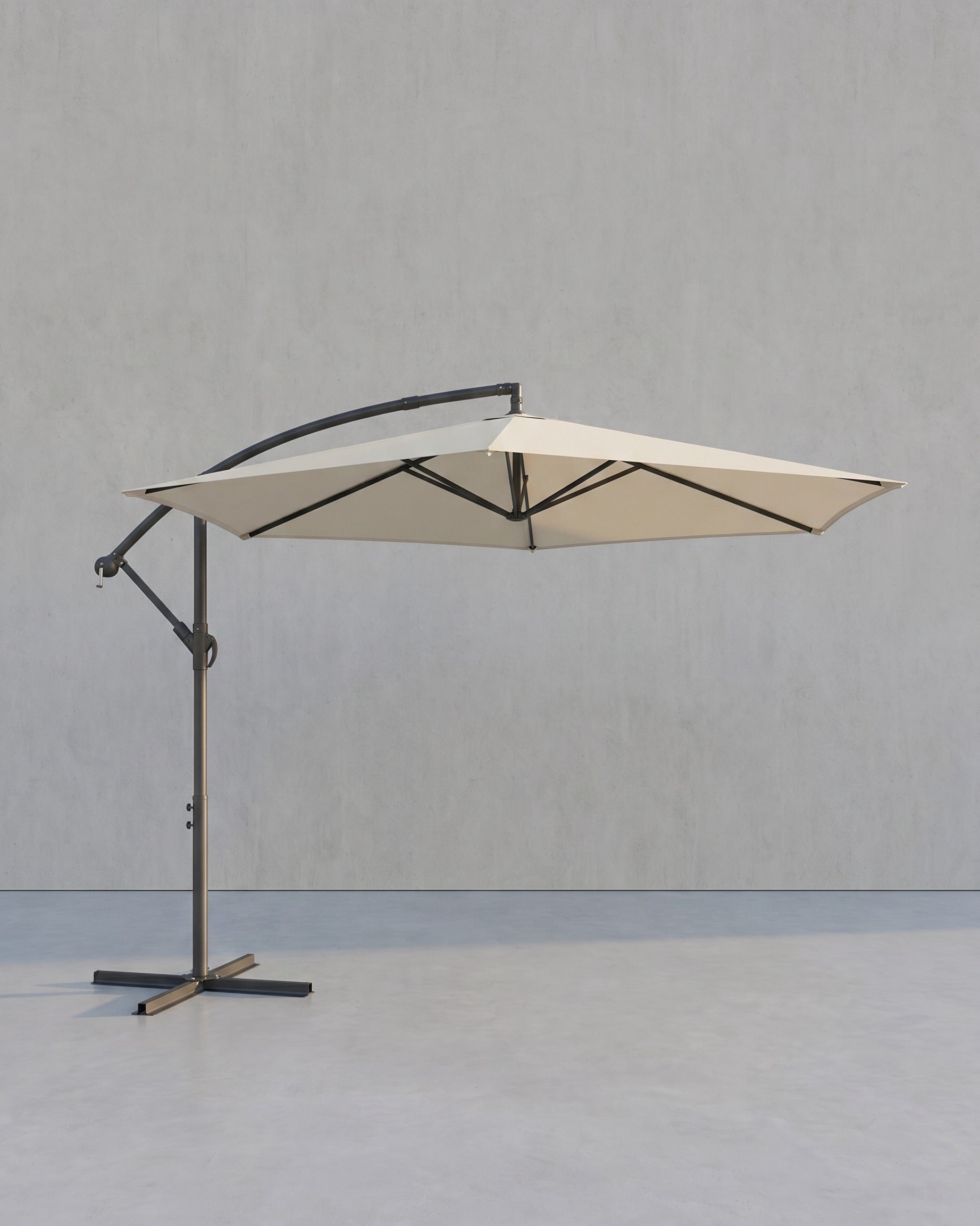 Parasol Met LED Solarverlichting – Met Standaard – UPF 50+ – Met Zwenkel – Voor Balkon En Tuin