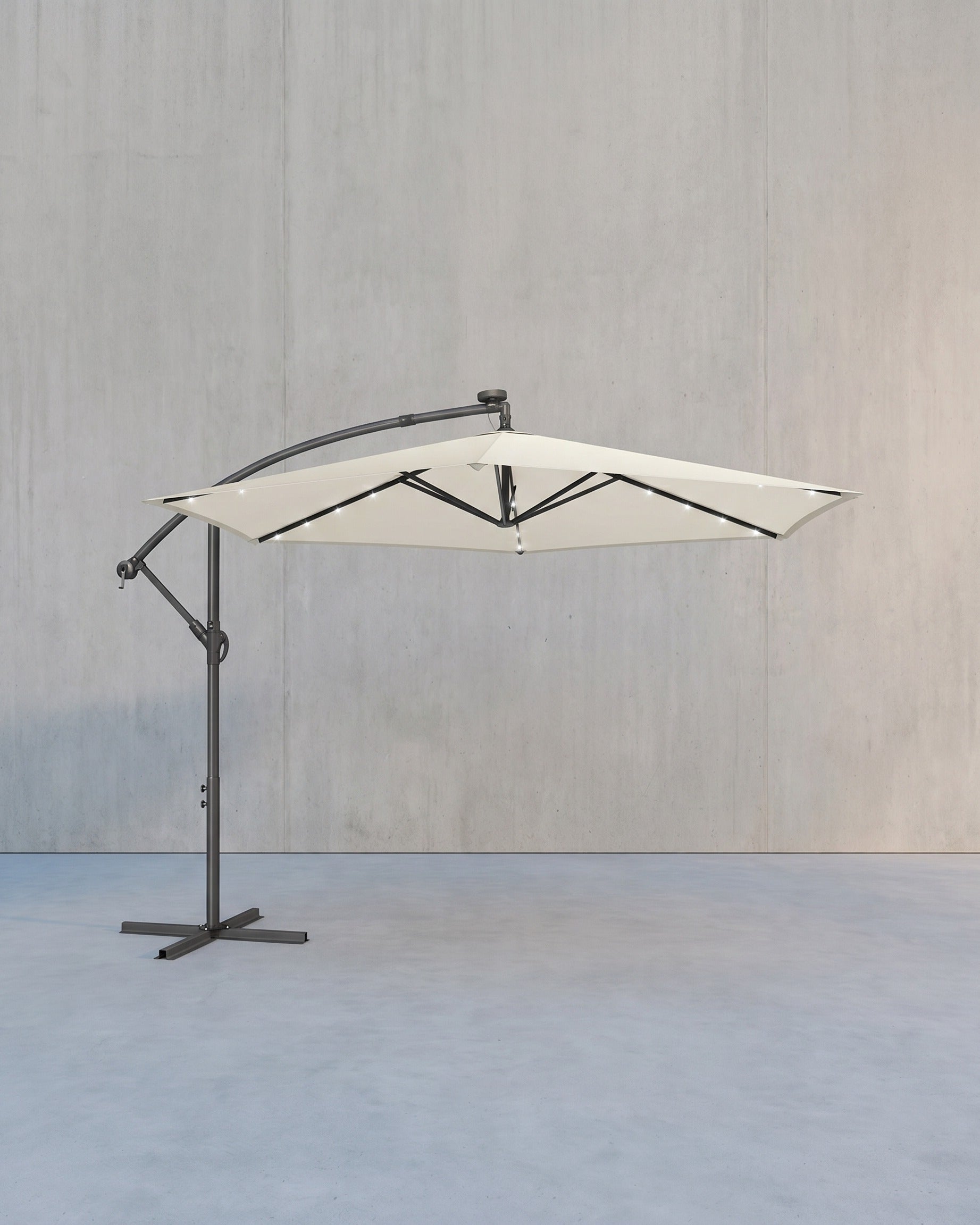Grote Parasol 350cm - Met LED-Verlichting - Voor Terras En Tuin