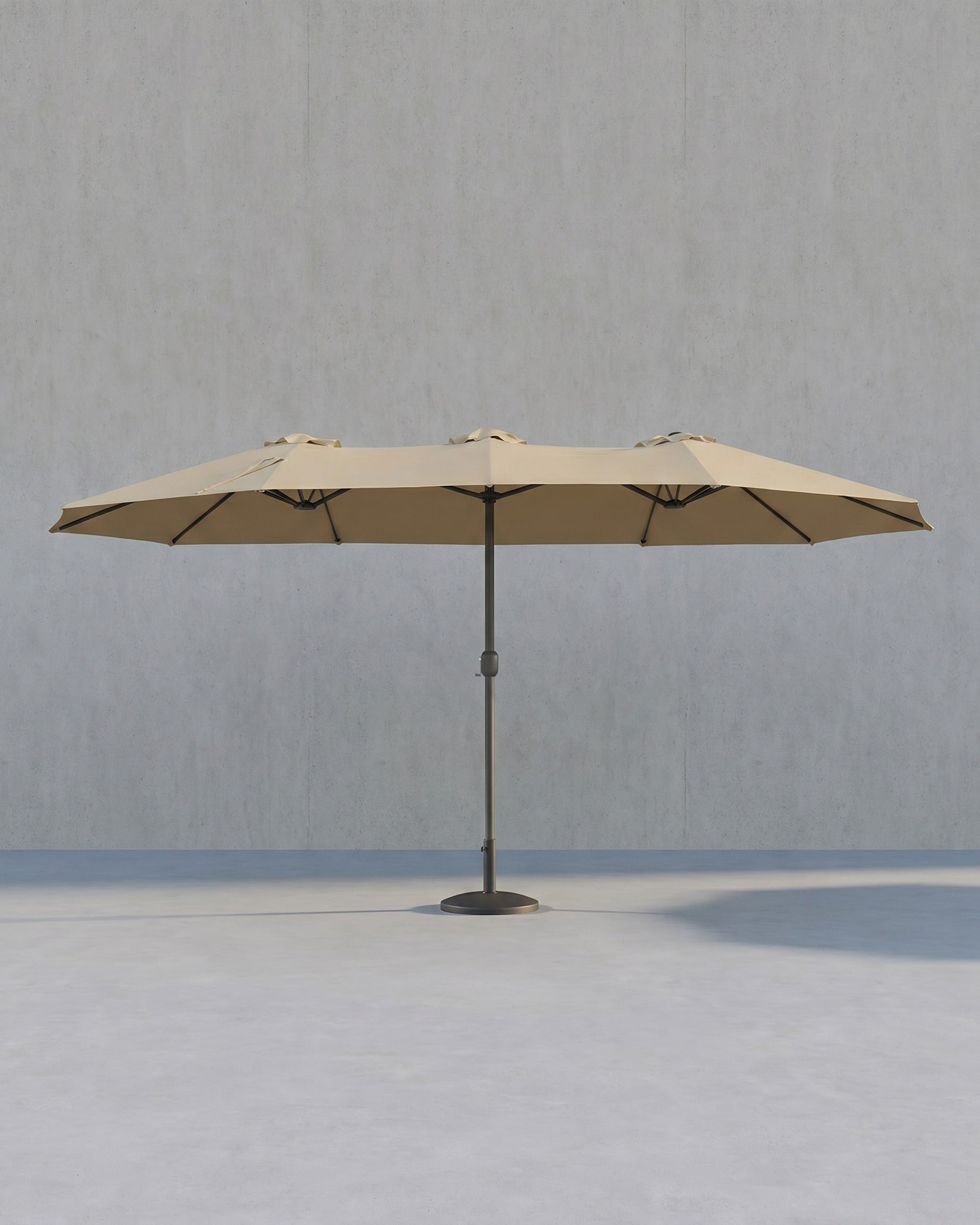 Dubbele Parasol 394 x 200 cm – UV-bescherming UPF 50+ – Met Kurkelslinger – Beige of Grijs