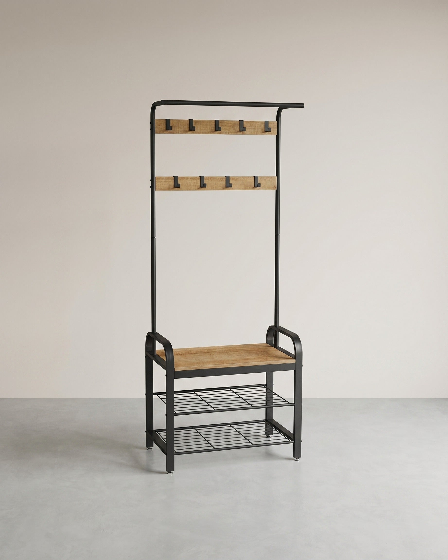 Kapstok met Schoenenrek – Industrieel Design – Hout & Metaal
