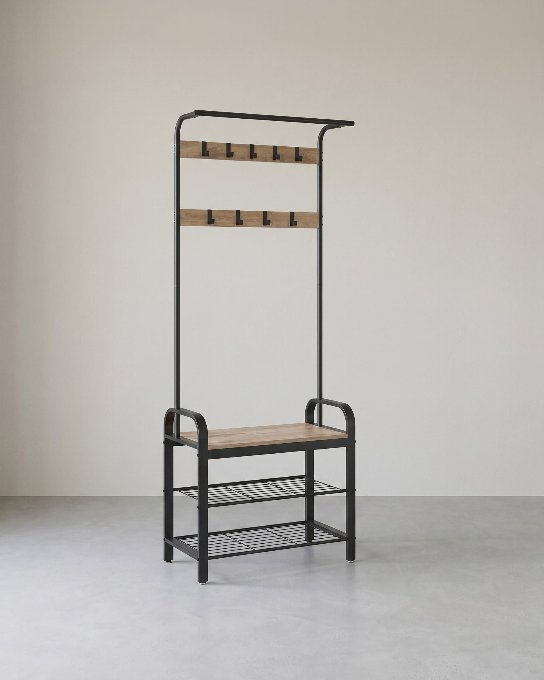 Kapstok met Schoenenrek – Industrieel Design – Hout & Metaal