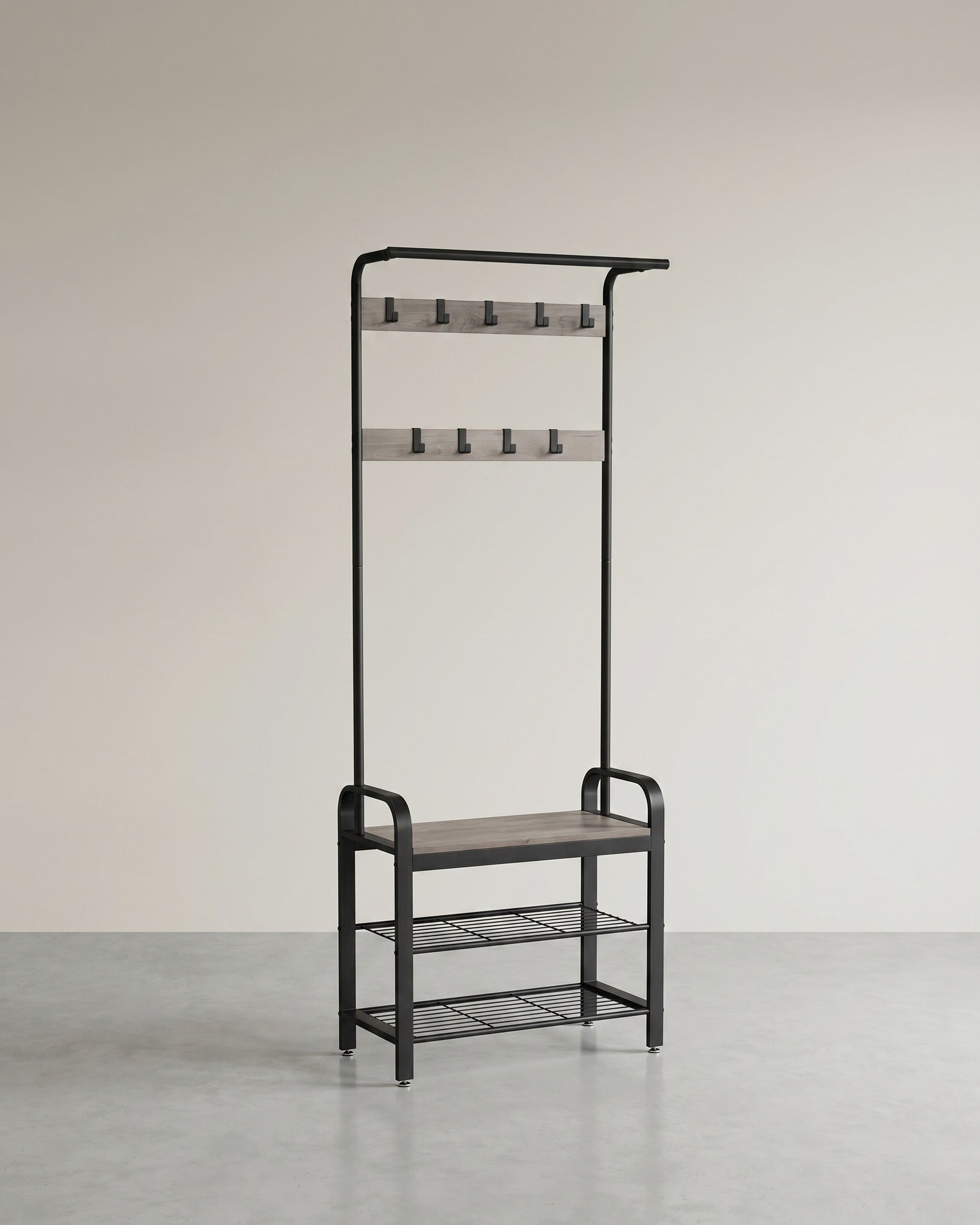 Kapstok met Schoenenrek – Industrieel Design – Hout & Metaal