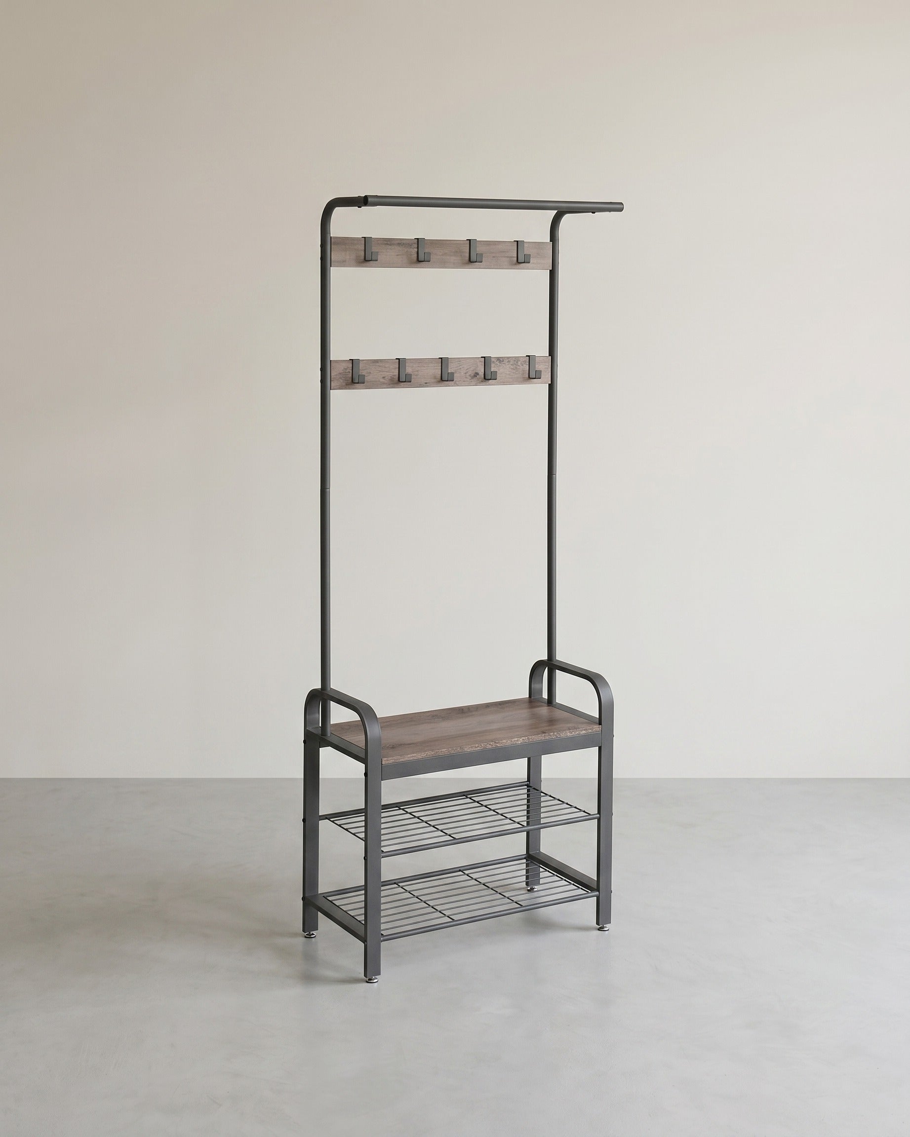 Kapstok met Schoenenrek – Industrieel Design – Hout & Metaal