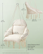 Hanging chair – boho hammock style – large cushion – max 264 lb
