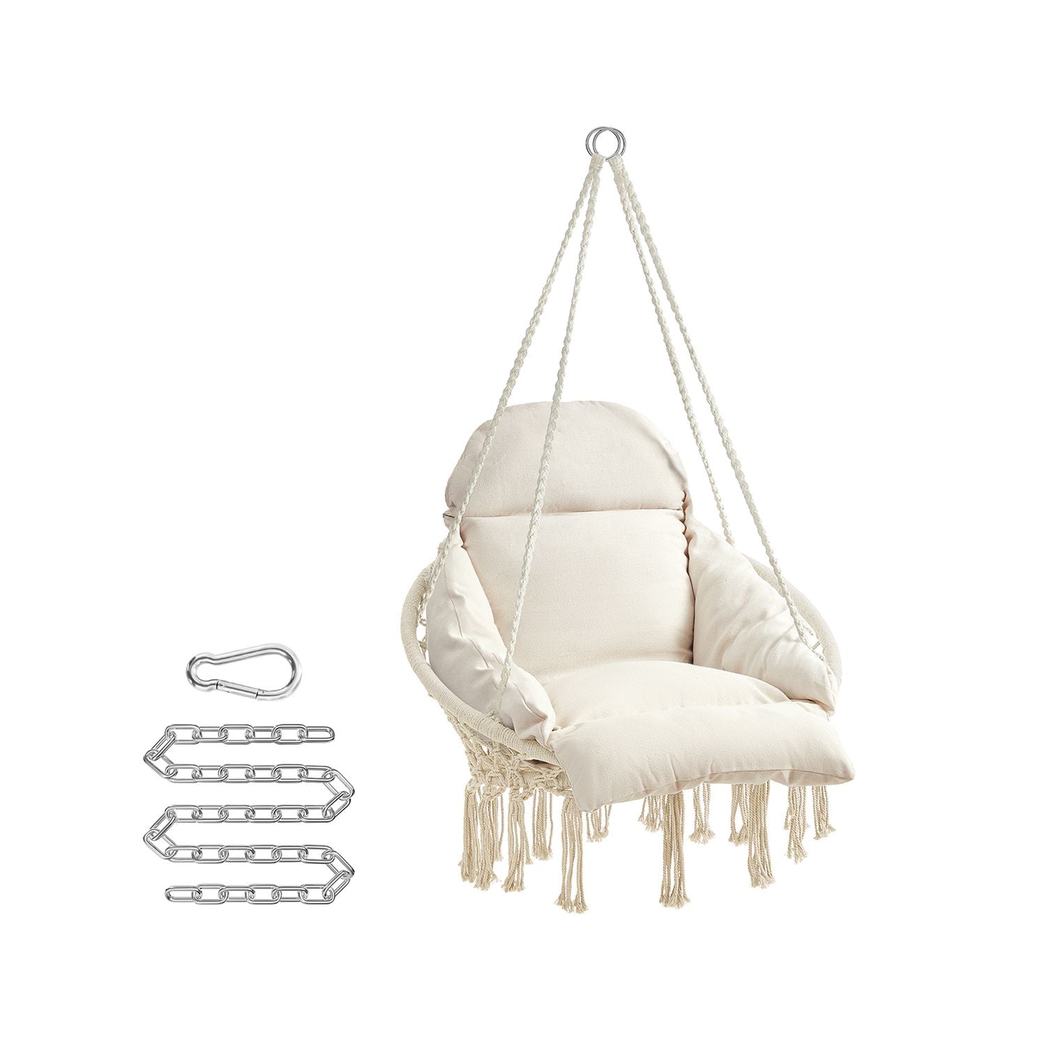 Hanging chair – boho hammock style – large cushion – max 264 lb