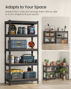 Heavy-Duty 5-Tier Garage Shelf, Adjustable, Boltless, Divides into 2 Units, 29.5"/35.4"