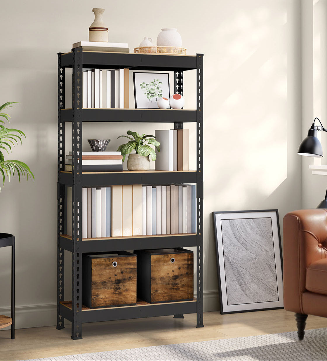 Heavy-Duty 5-Tier Garage Shelf, Adjustable, Boltless, Divides into 2 Units, 29.5"/35.4"